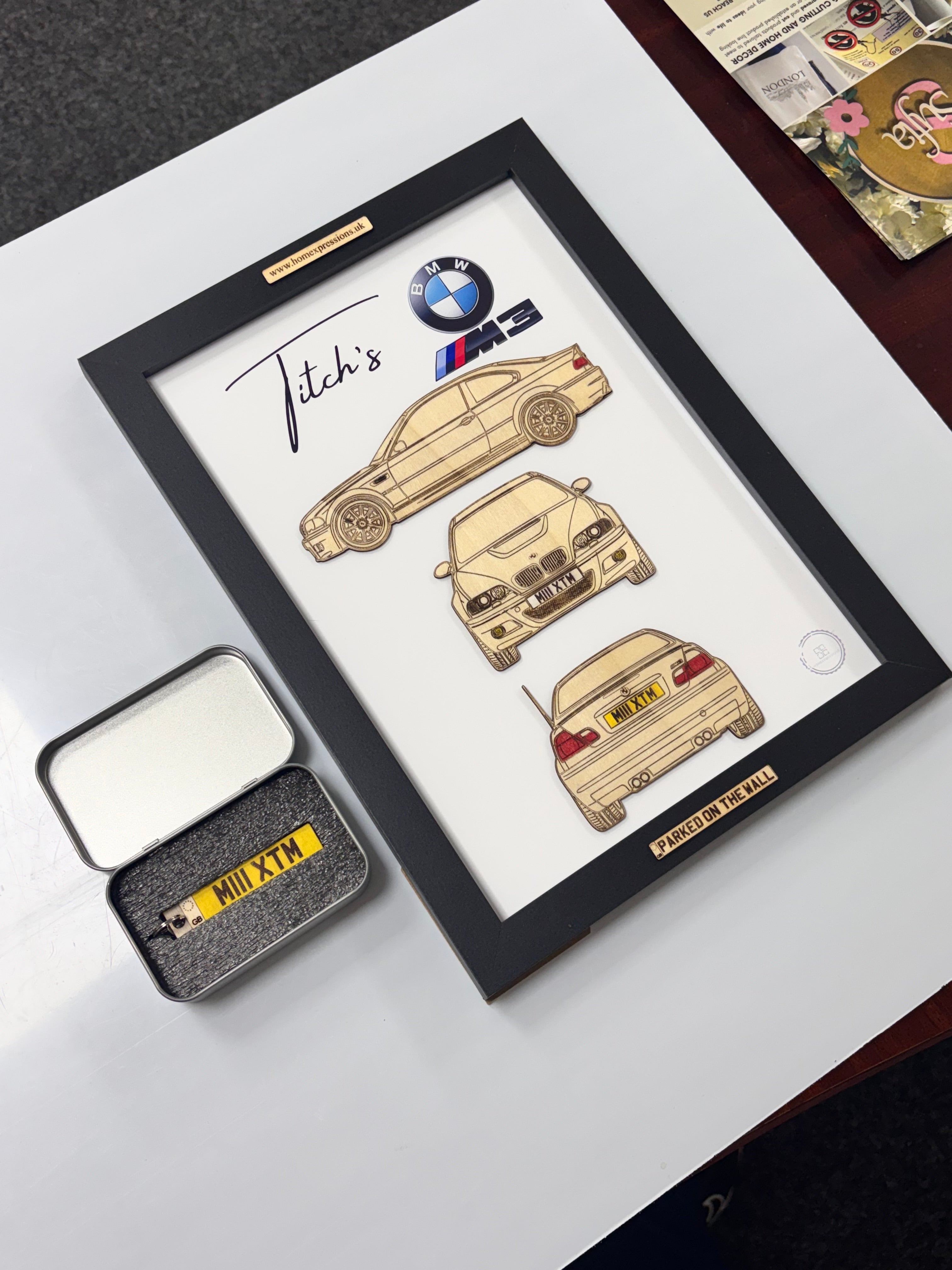 Custom Car Wall Frames - Parked On The Wall (with Keychain)