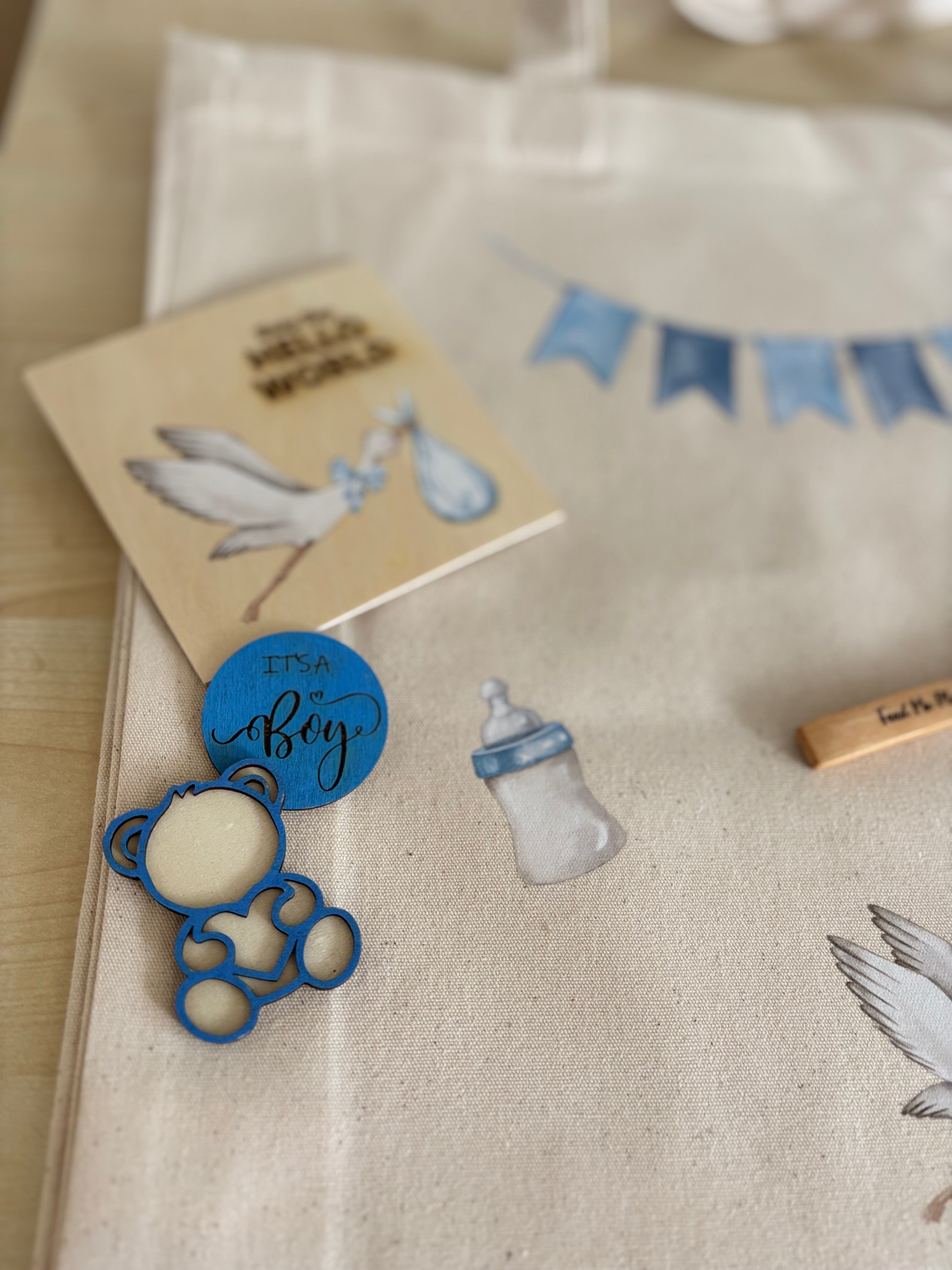 Baby Boy Gift Bundle – “Hello World” Newborn Essentials Set