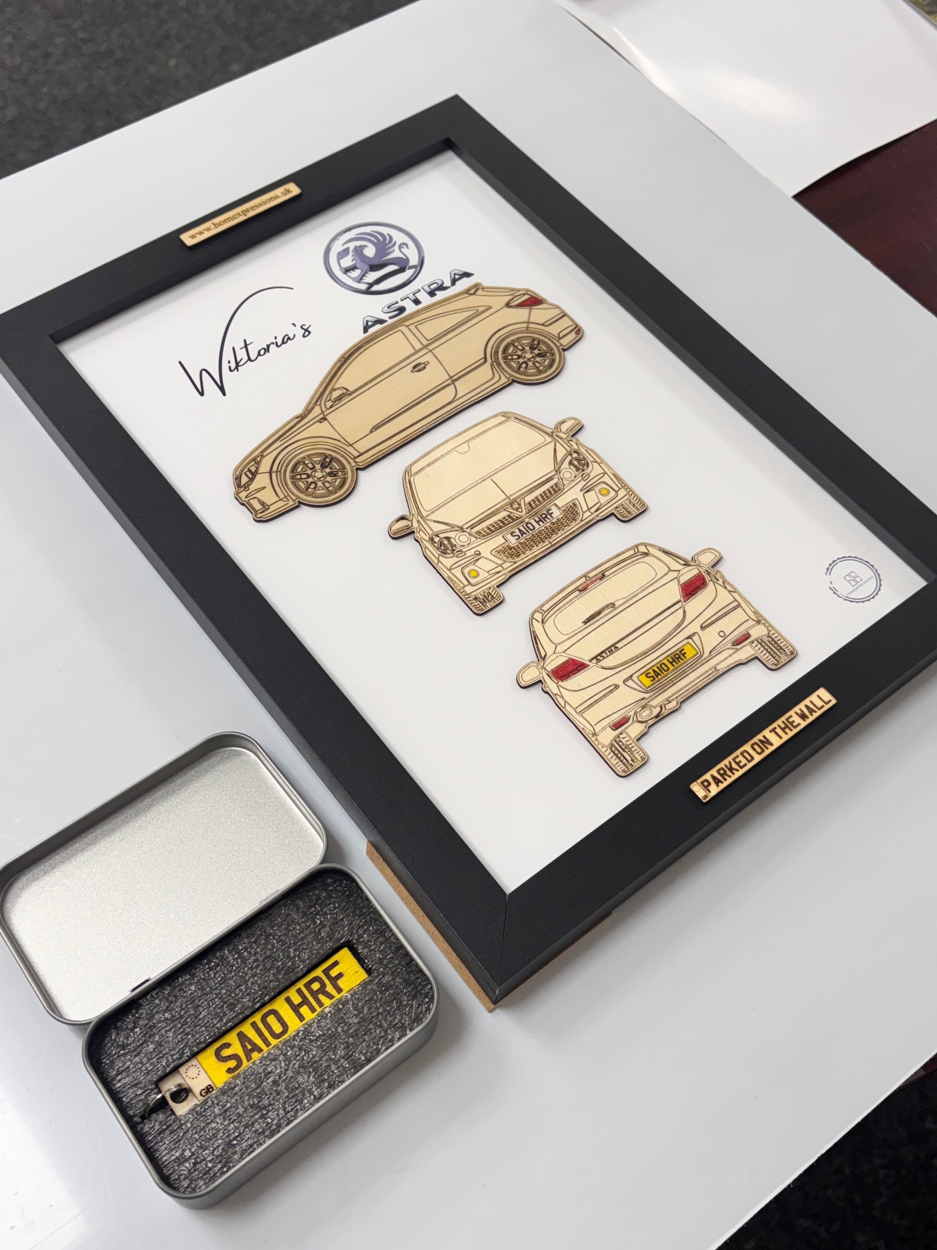 Custom Car Wall Frames - Parked On The Wall (with Keychain)
