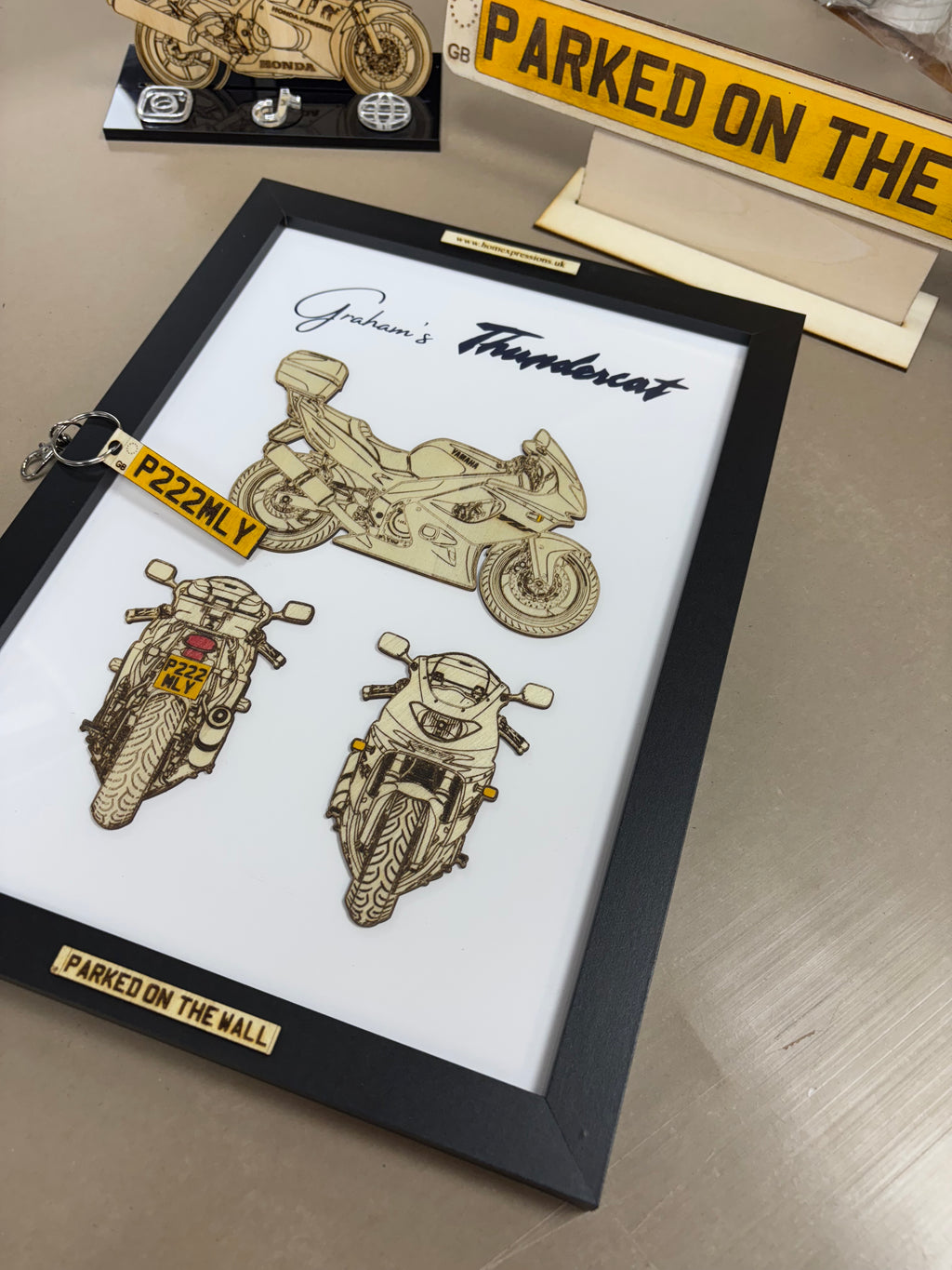 Custom Bike Wall Frames - Parked On The Wall (with Key chain)