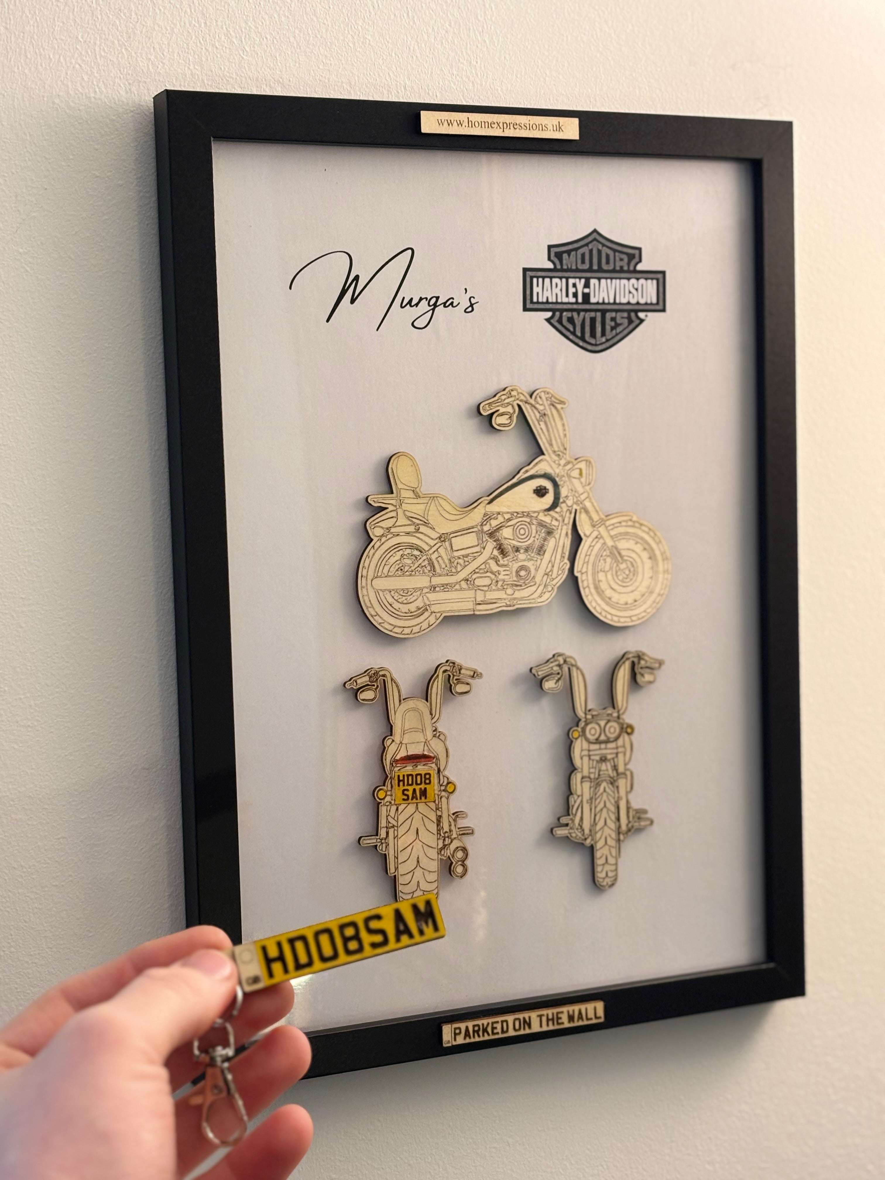 Custom Bike Wall Frames - Parked On The Wall (with Key chain)