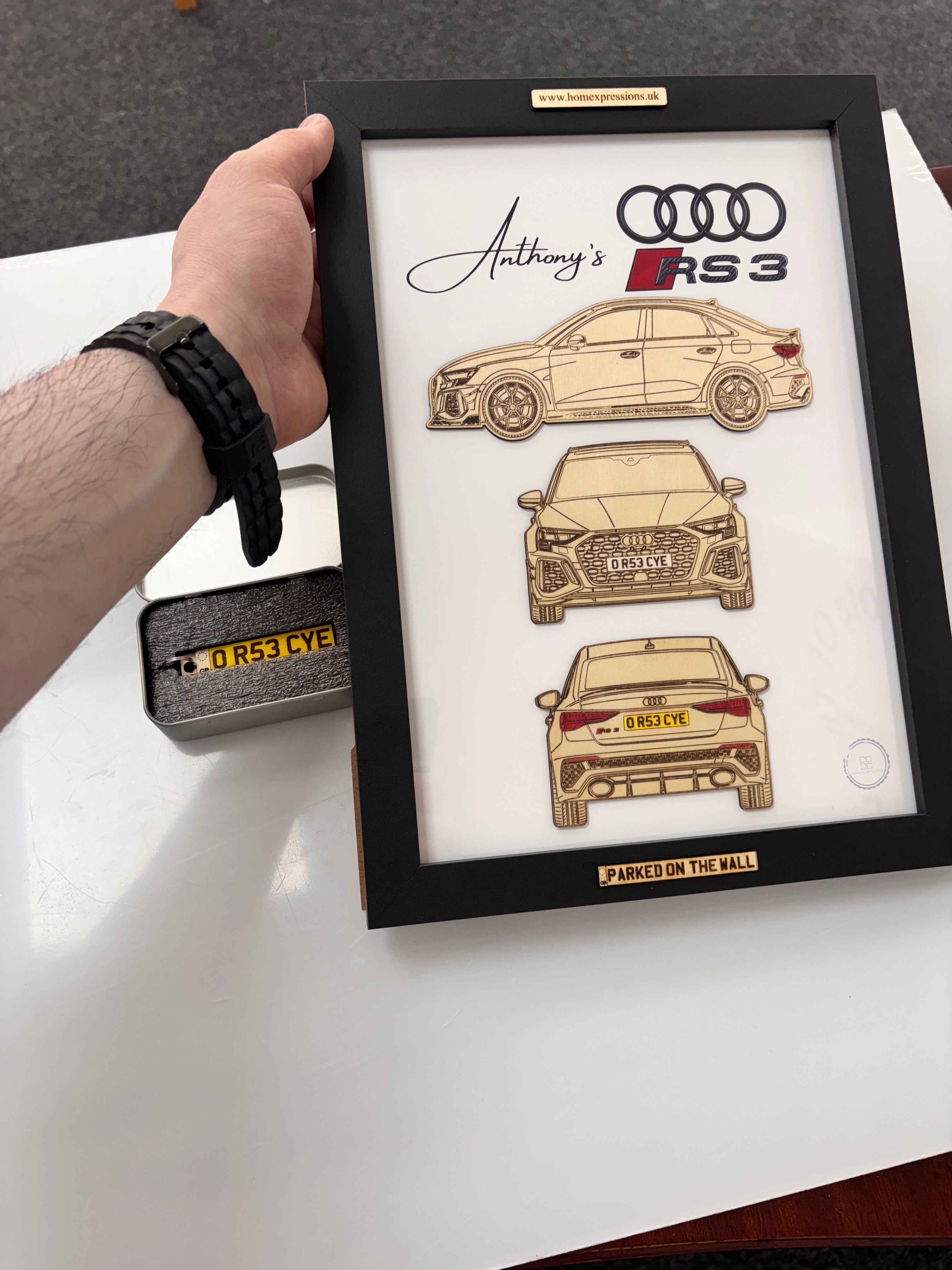 Custom Car Wall Frames - Parked On The Wall (with Keychain)