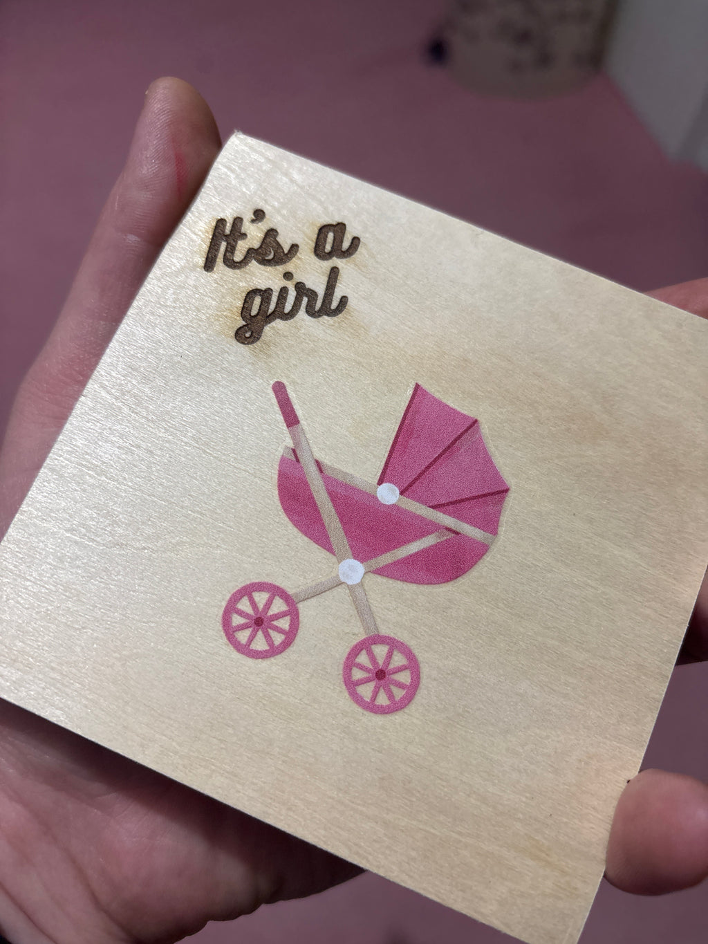 Girl Pram- baby announcement tag (Copy)