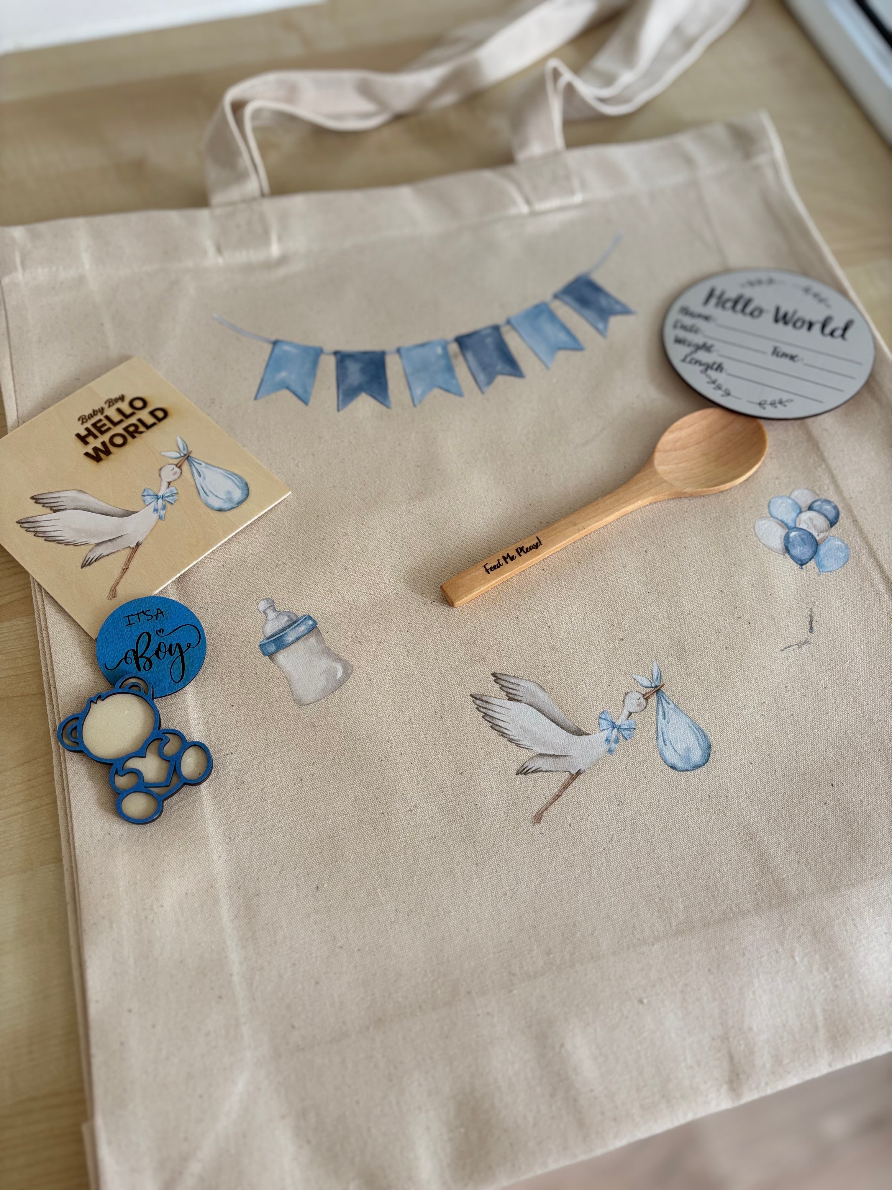 Baby Boy Gift Bundle – “Hello World” Newborn Essentials Set