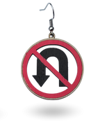 No U-Turn Traffic Sign Wooden Earrings