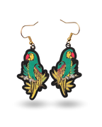 Bright Parrot Hand Painted Wooden Earrings