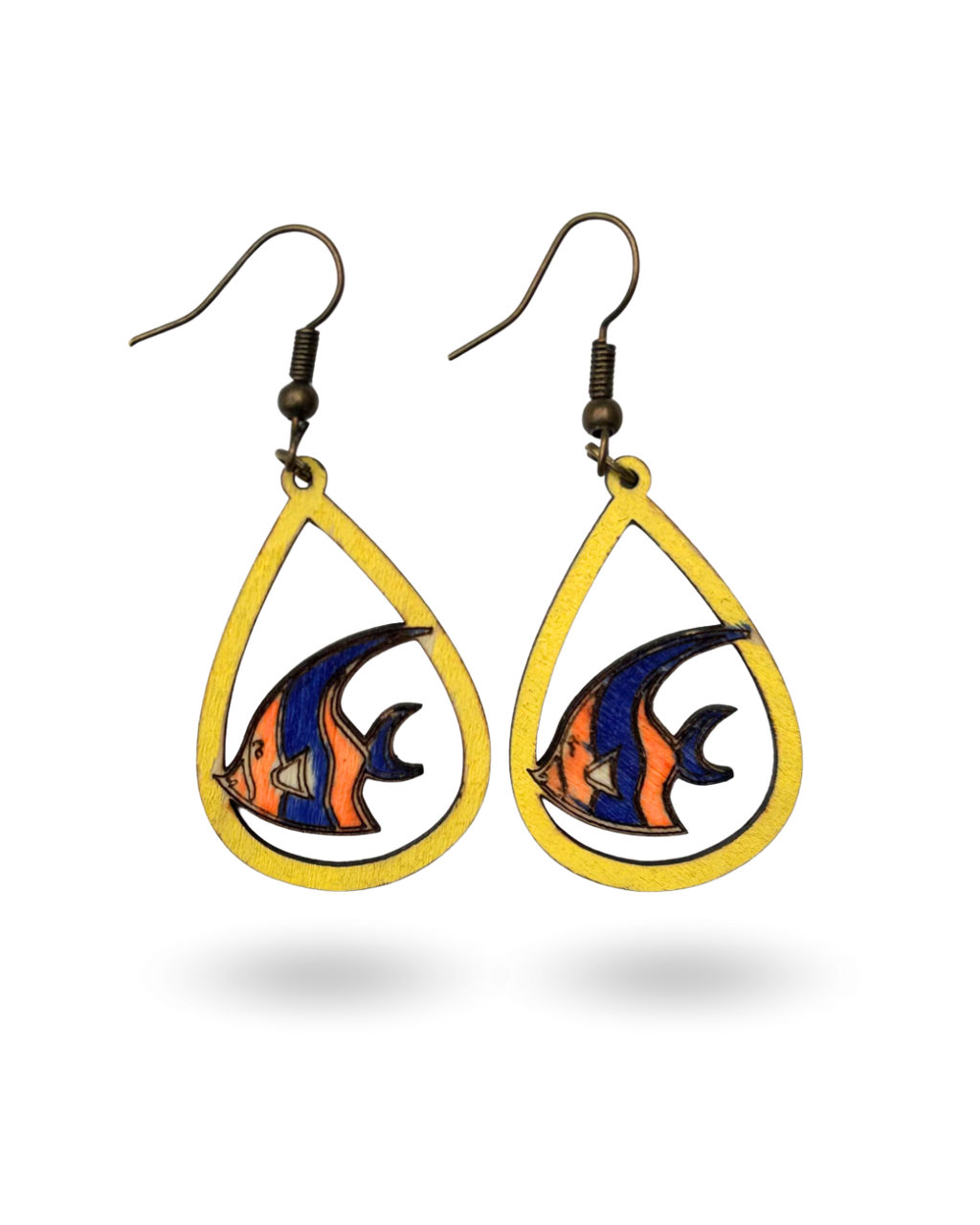 Fish Hand Painted Wooden Earrings