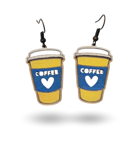Coffee Cup Wooden Earrings
