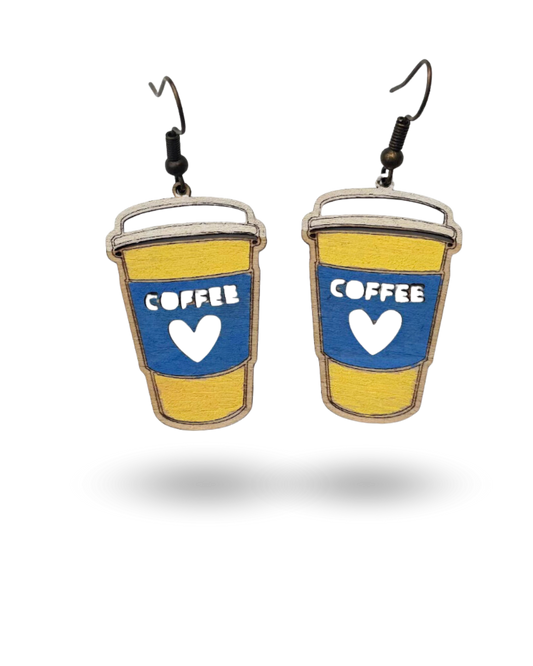 Coffee Cup Wooden Earrings