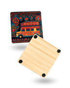 Traditional Van Art Tea Coasters – Premium Wooden & Non-Slip Base