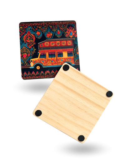 Traditional Van Art Tea Coasters – Premium Wooden & Non-Slip Base