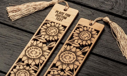 Floral Elegance-Engraved Wooden Bookmark