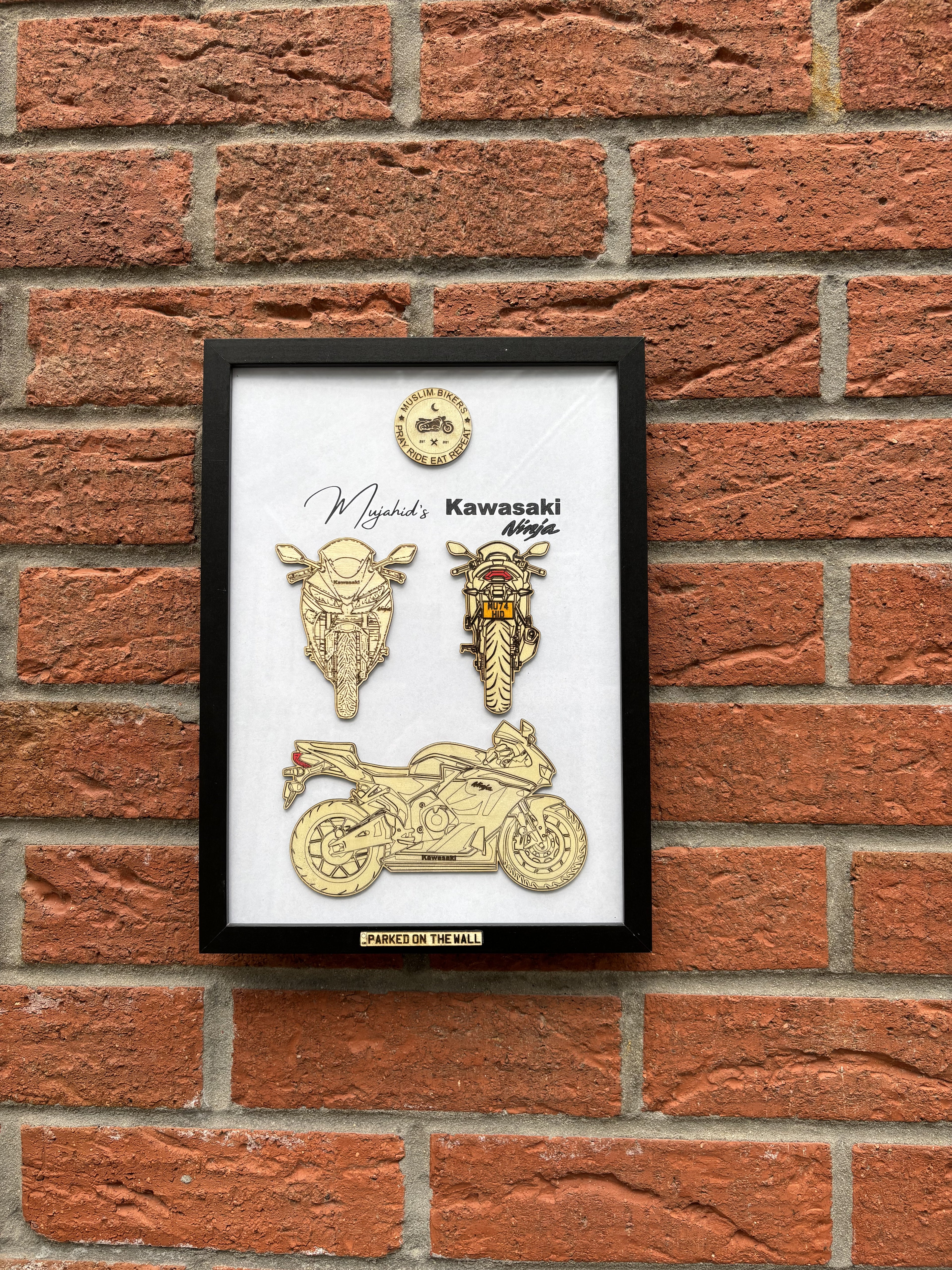 Custom Bike Wall Frames - Parked On The Wall (with Key chain)