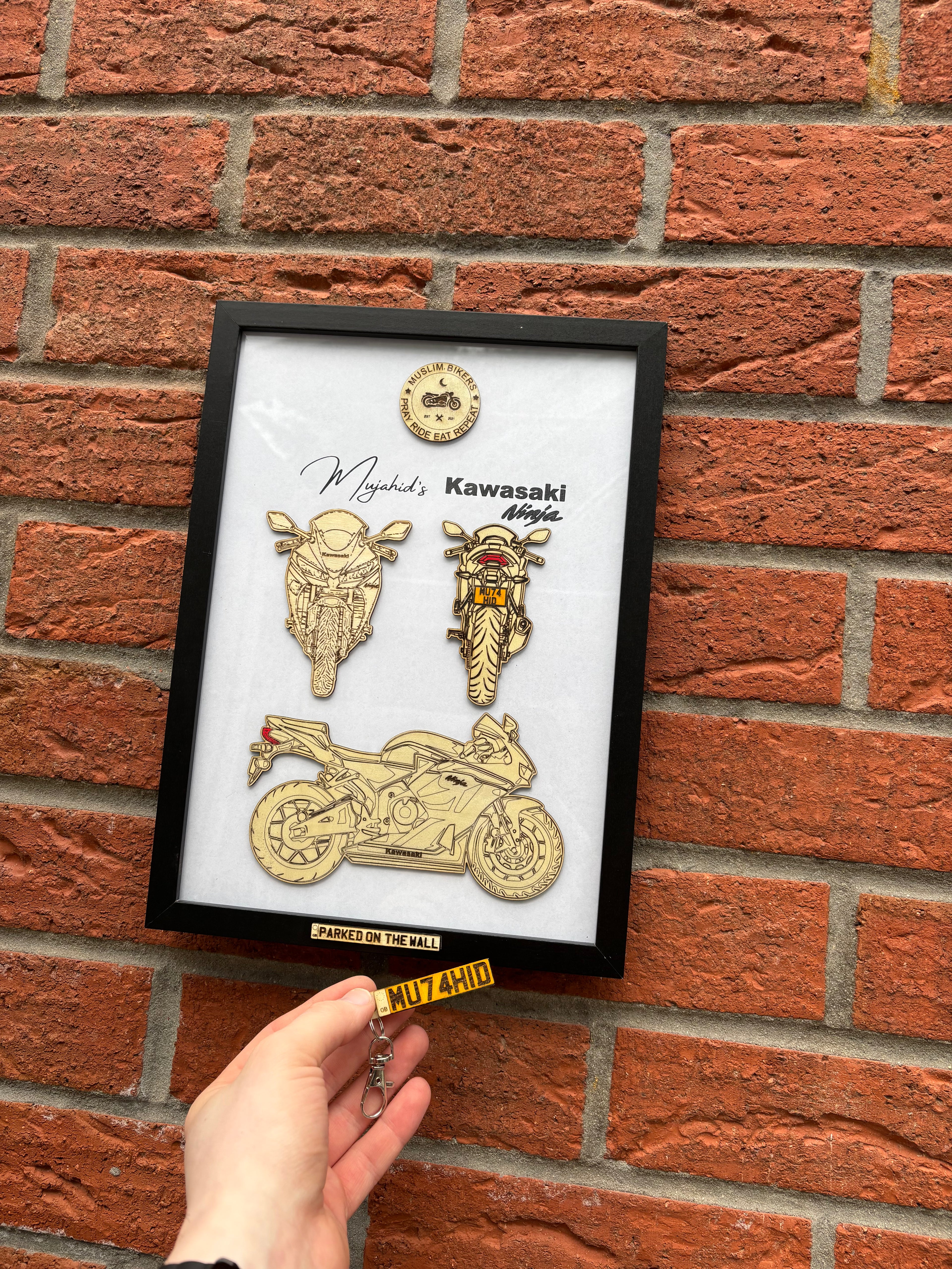 Custom Bike Wall Frames - Parked On The Wall (with Key chain)