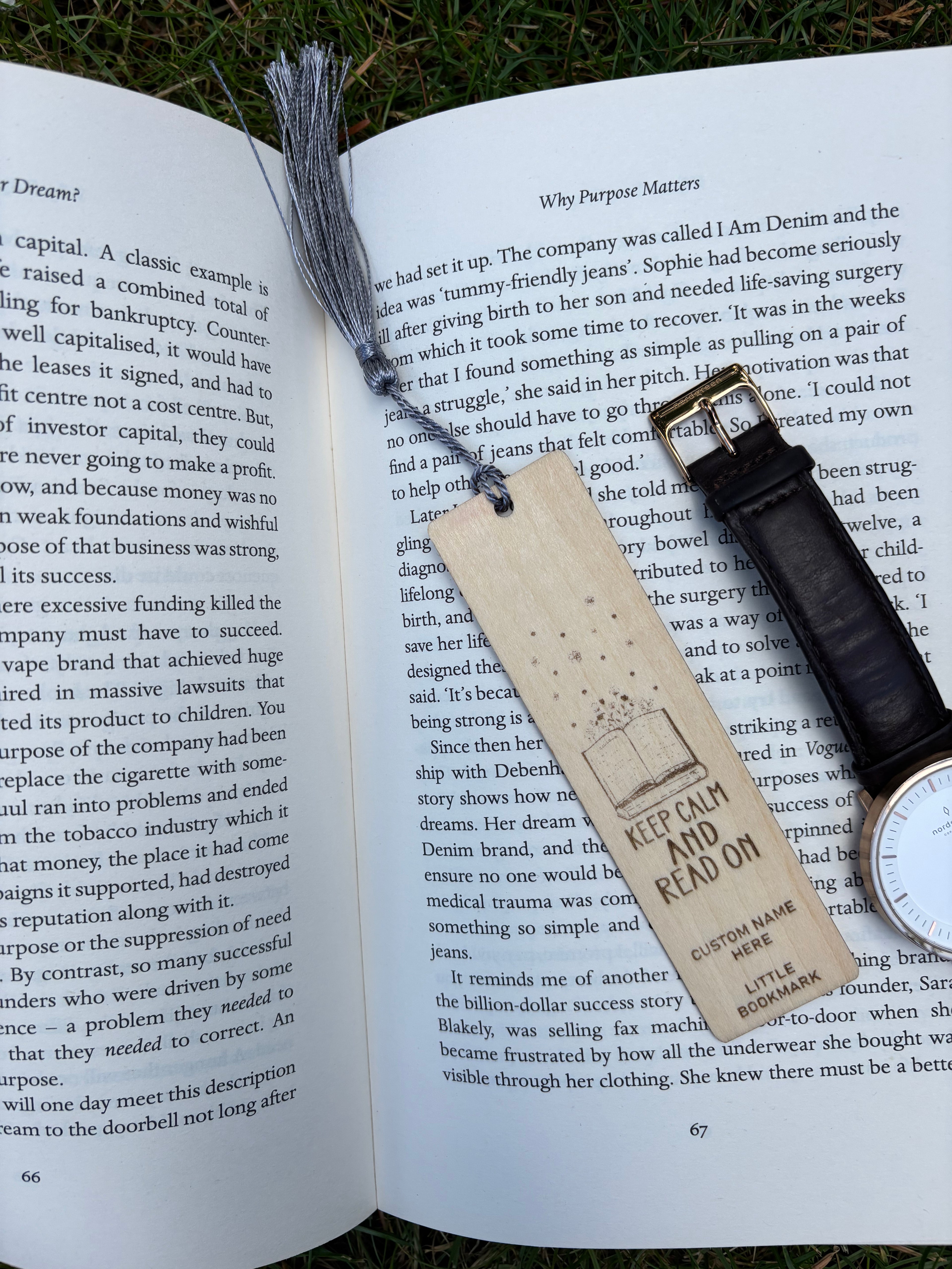 Custom Wooden Bookmark – “Keep Calm and Read On”