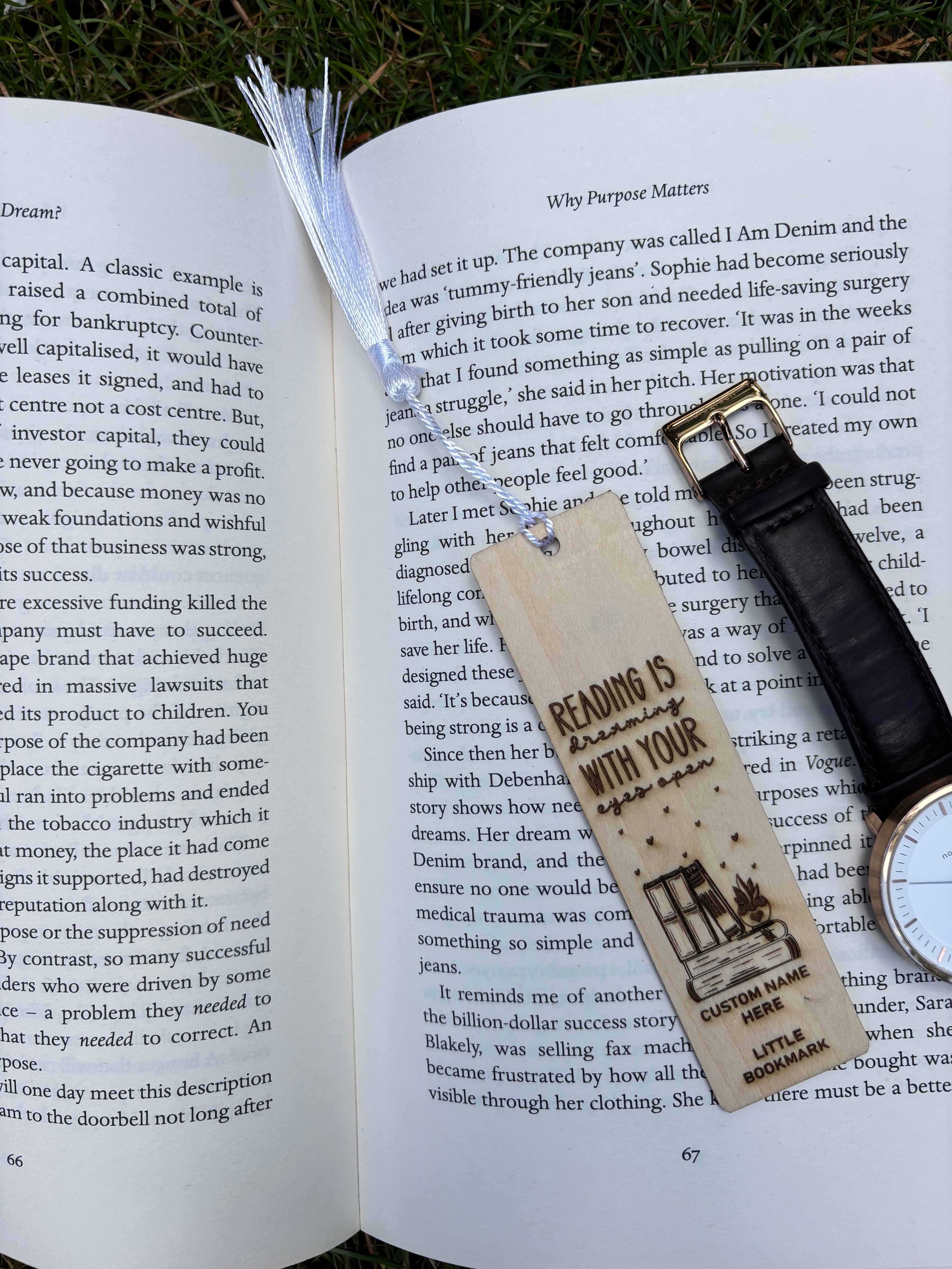Custom Wooden Bookmark – “Reading is Dreaming with Your Eyes Open”