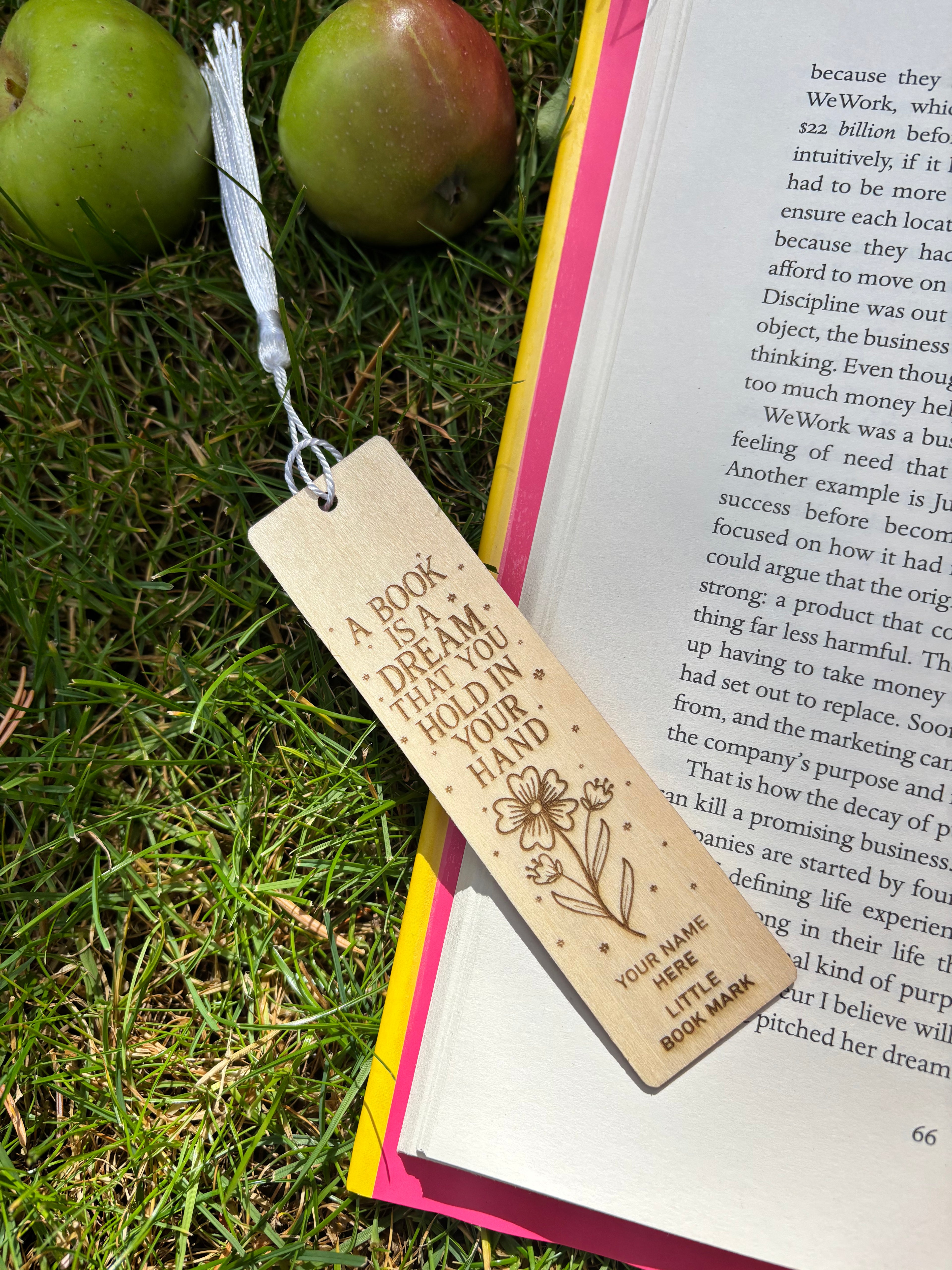 Custom Wooden Bookmark – “A Book is a Dream That You Hold in Your Hand”
