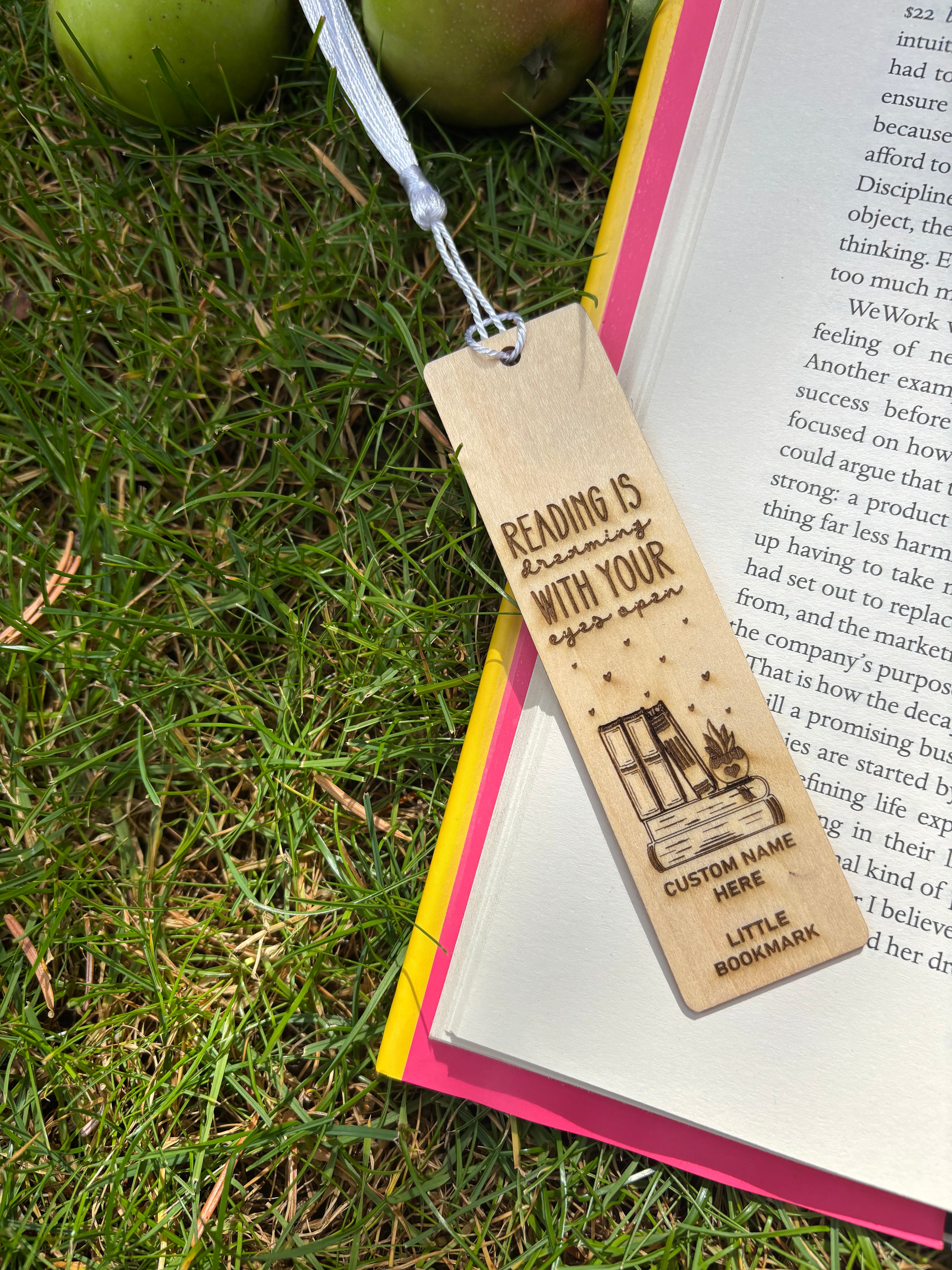 Custom Wooden Bookmark – “Reading is Dreaming with Your Eyes Open”