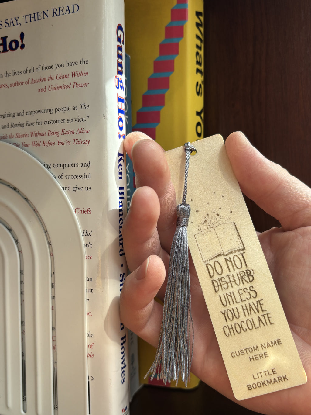 Custom Wooden Bookmark – “Do Not Disturb Unless You Have Chocolate”
