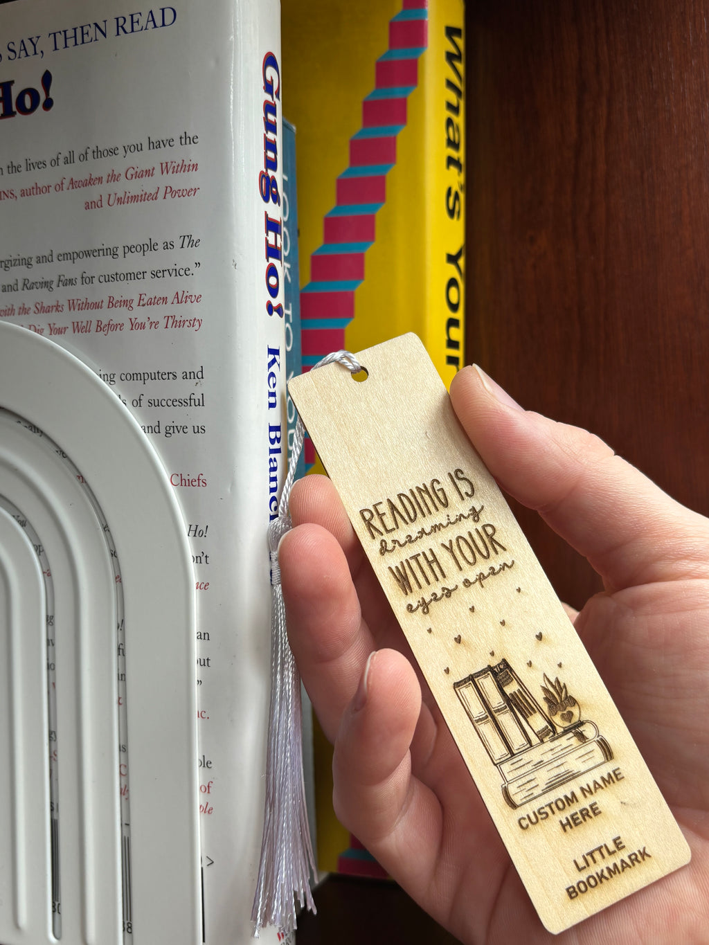 Custom Wooden Bookmark – “Reading is Dreaming with Your Eyes Open”