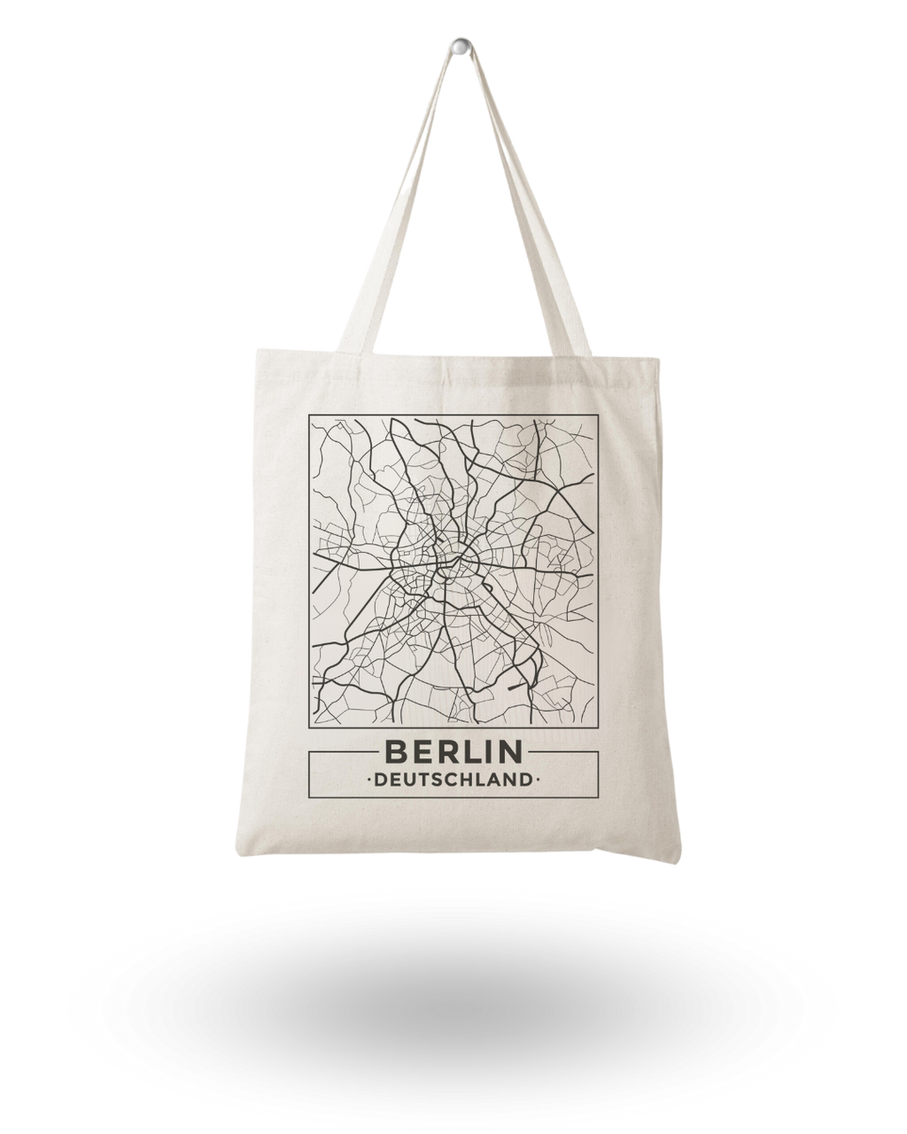 Berlin Canvas Tote Bag – Stylish Printed Tote with Map Design