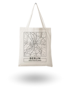 Berlin Canvas Tote Bag – Stylish Printed Tote with Map Design