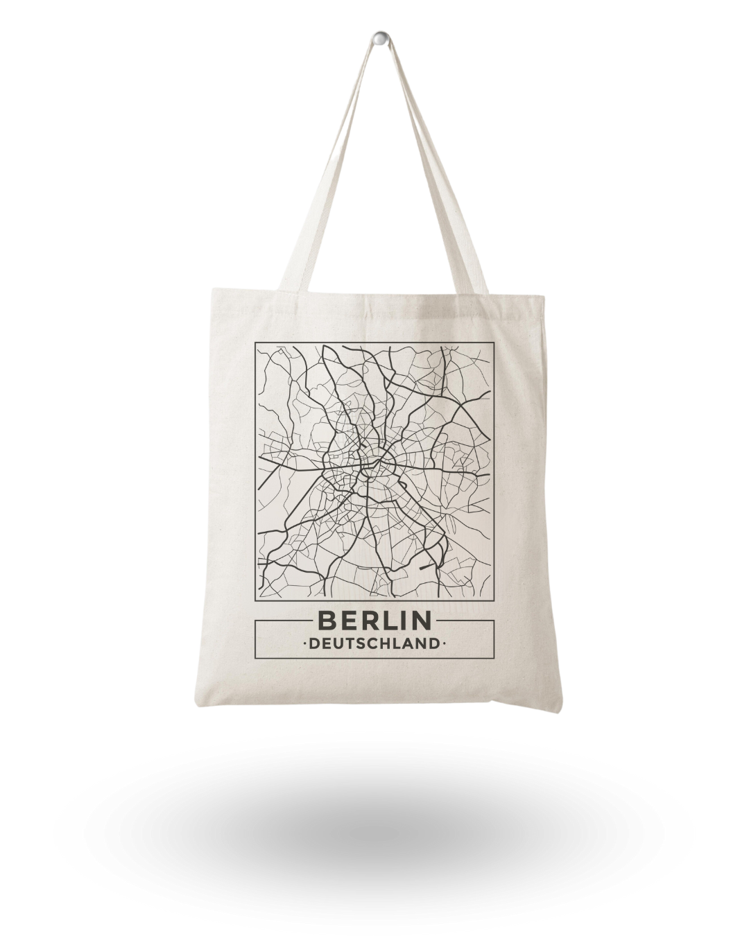 Berlin Canvas Tote Bag – Stylish Printed Tote with Map Design