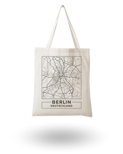 Berlin Map - Canvas Tote Bag Printed