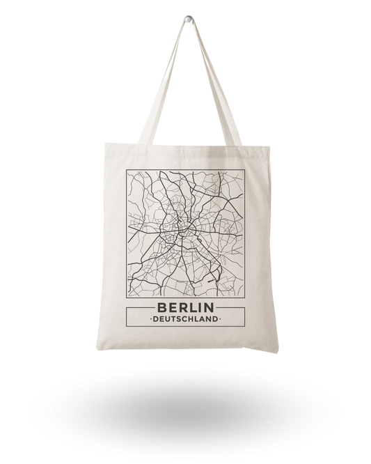 Berlin Map - Canvas Tote Bag Printed