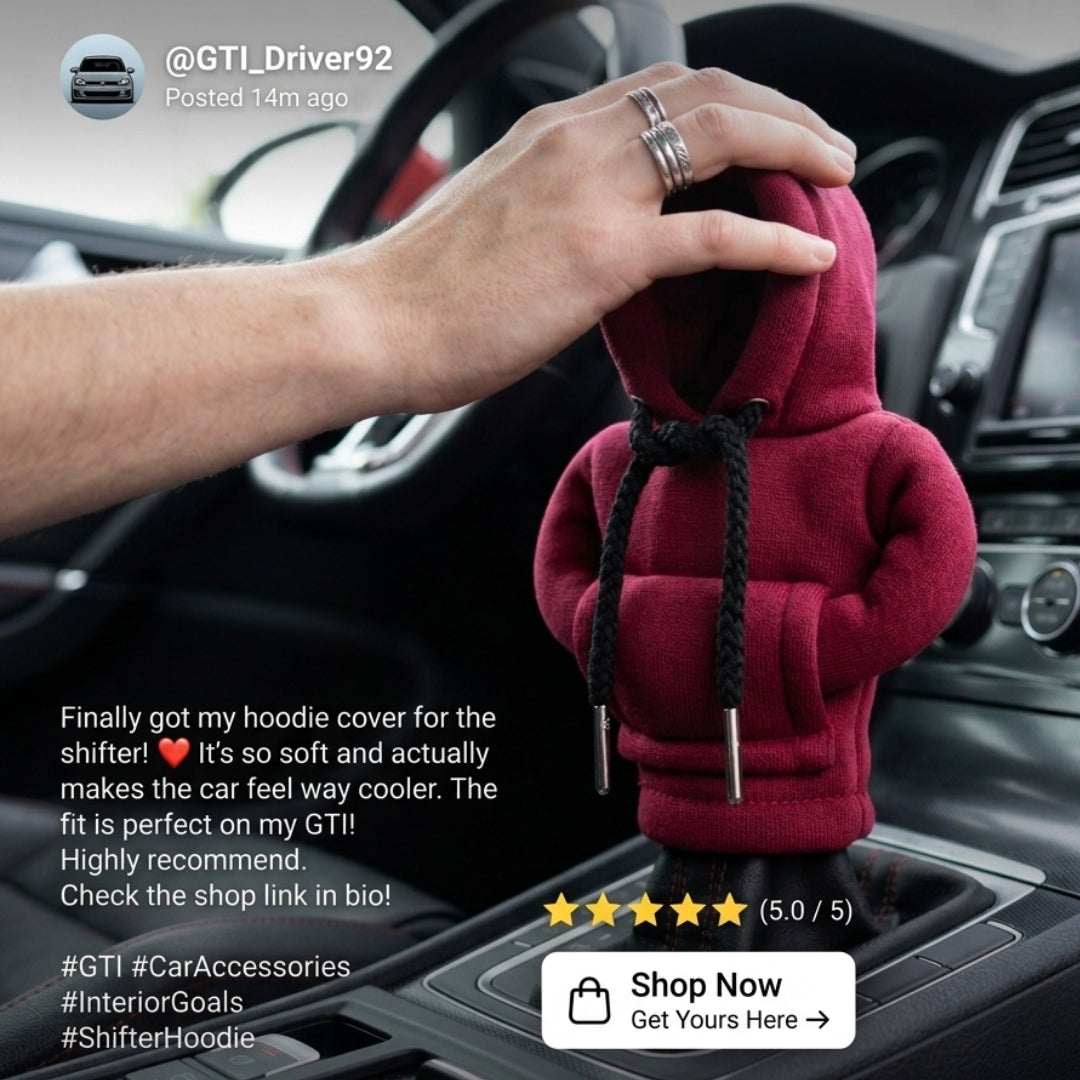 Mini Hoodie Gear Shift Cover – Soft Plush Car Gear Knob Hoodie Protector | Universal Fit