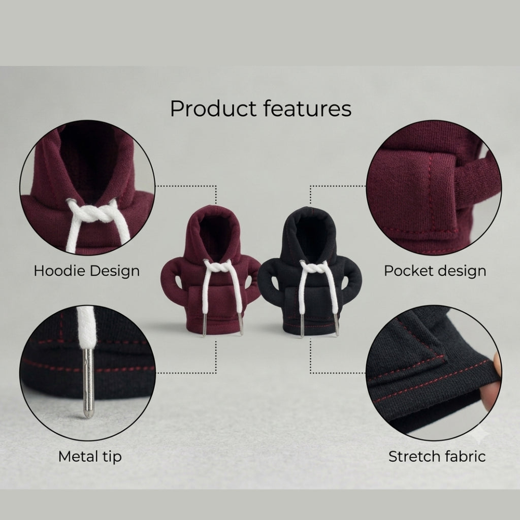 Mini Hoodie Gear Shift Cover – Soft Plush Car Gear Knob Hoodie Protector | Universal Fit